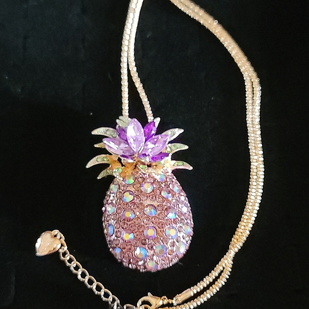 NWT Crystal Pineapple Necklace by Betsey Johnson - Picture 2 of 6